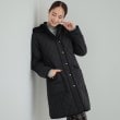 シューラルー(SHOO・LA・RUE)の【フード取り外し可/撥水加工】自然にくびれる あったかダイヤ柄キルトコート ブラック(019)
