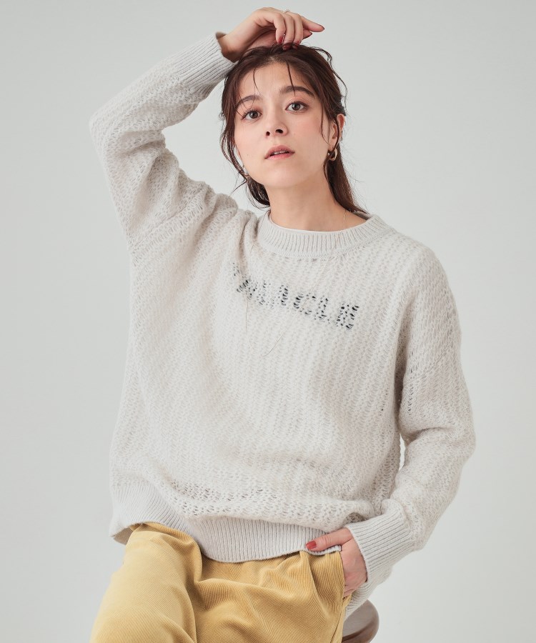 S-LL/2点セット】大人の抜け感 モヘヤ調メッシュニット+ロゴT S-LL/2点セット】大人の抜け感 モヘヤ調メッシュニット+ロゴT