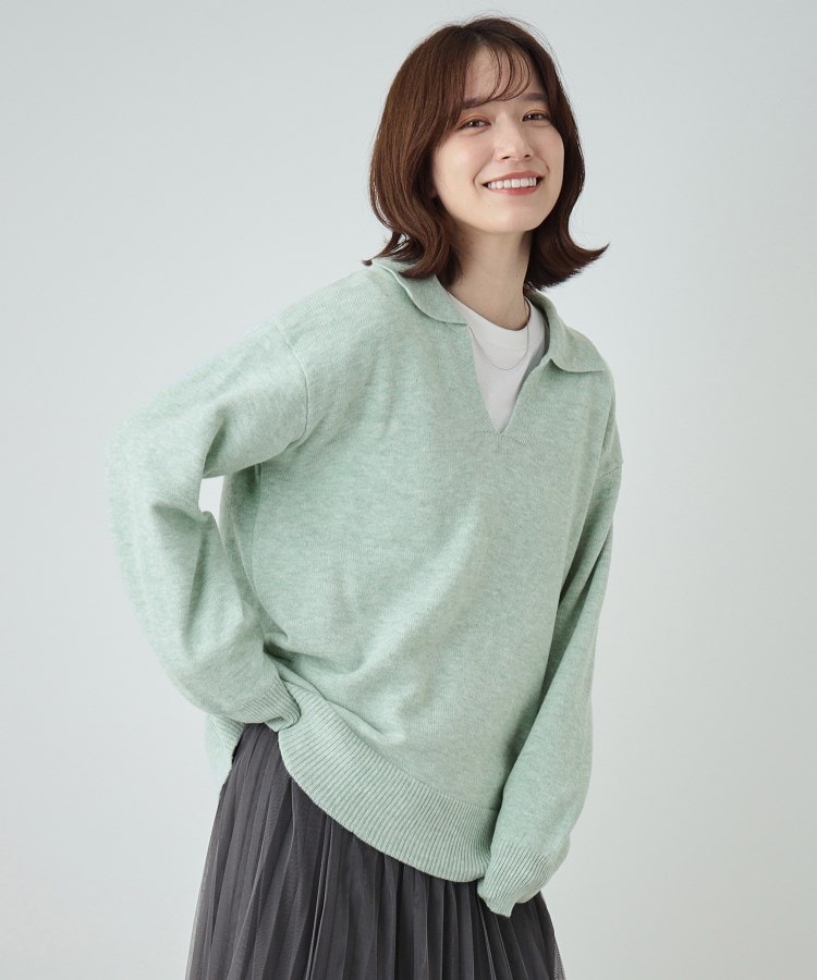 S-LL】スキッパー衿付きニット(ニット/セーター) | SHOO・LA S-LL】スキッパー衿付きニット(ニット/セーター) | SHOO・LA