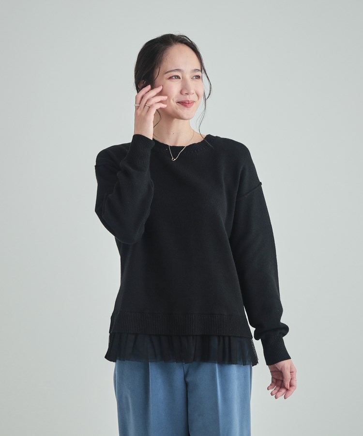シューラルー(SHOO・LA・RUE)のほんのり甘い 裾チュールニット1