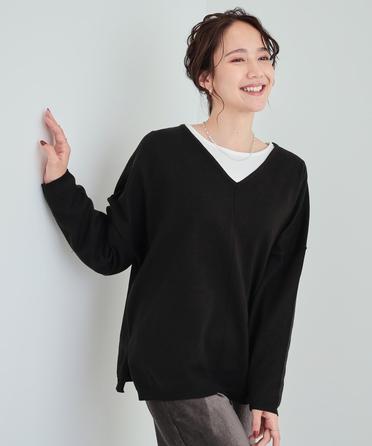 2点セット】着回しいろいろ Vネックドロップショルダーニット+ 2点セット】着回しいろいろ Vネックドロップショルダーニット+