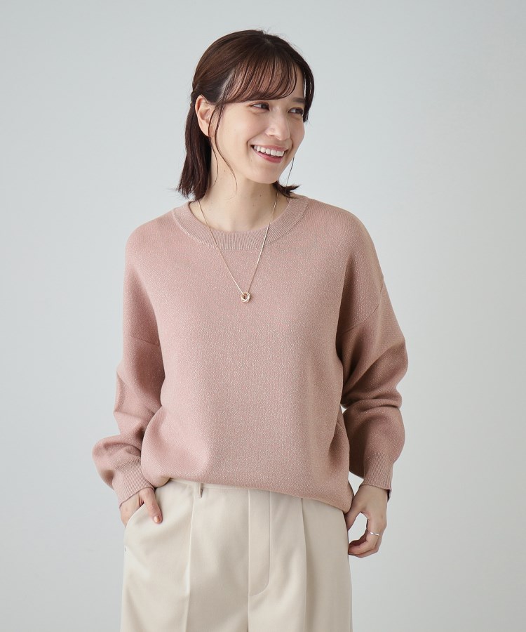 シューラルー(SHOO・LA・RUE)の【洗える/S-LL】シンプルながら華やか ラメ入りスウェットライクニット1