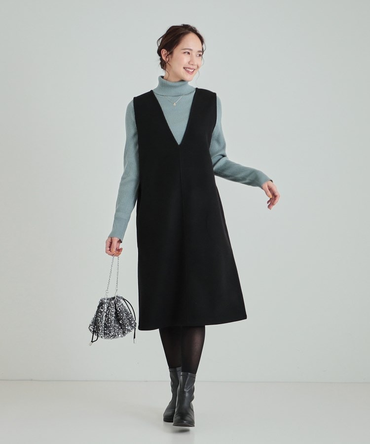 シューラルー(SHOO・LA・RUE)の大人上品な ウール調Vネックジャンドレ13