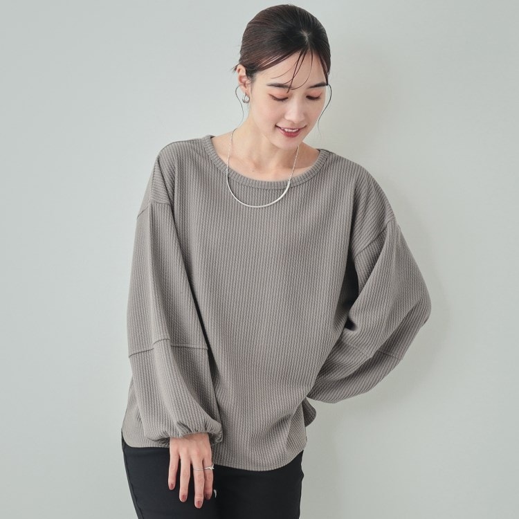 シューラルー(SHOO・LA・RUE)の【高レビュー/洗える/S-LL】楽して隠して体型カバー お袖切り替えトップス カットソー
