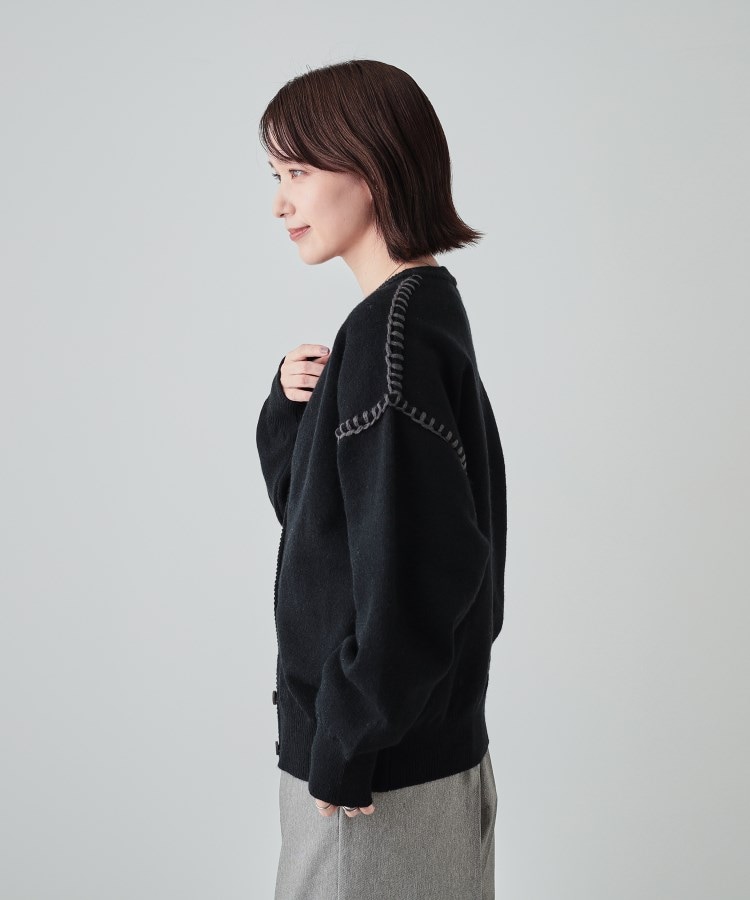 シューラルー(SHOO・LA・RUE)の【S-LL】配色ステッチ ふんわりクルーネックカーディガン6