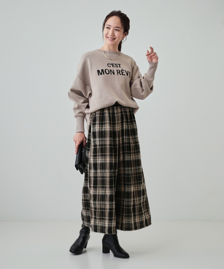 大人が着たい 微起毛 チェック柄ガウチョパンツ(6~9分丈パンツ 大人が着たい 微起毛 チェック柄ガウチョパンツ(6~9分丈パンツ