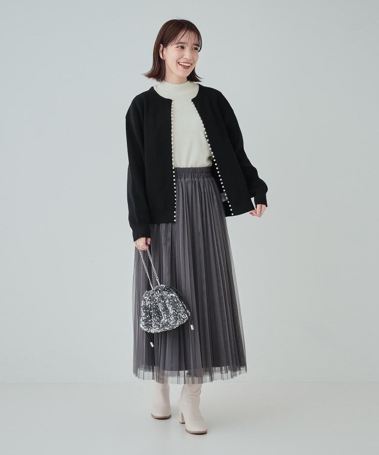 シューラルー(SHOO・LA・RUE)の【洗える/S-LL】プチハイネック ラメ入りリブ インナートップス3