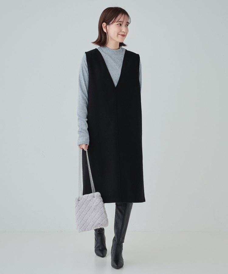 シューラルー(SHOO・LA・RUE)の【洗える/S-LL】プチハイネック ラメ入りリブ インナートップス15