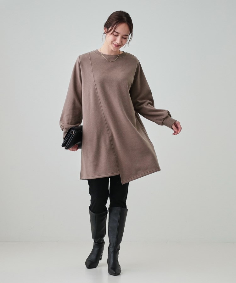 シューラルー(SHOO・LA・RUE)の【洗える】アシメデザインでこなれる 裏シャギーAラインチュニック10