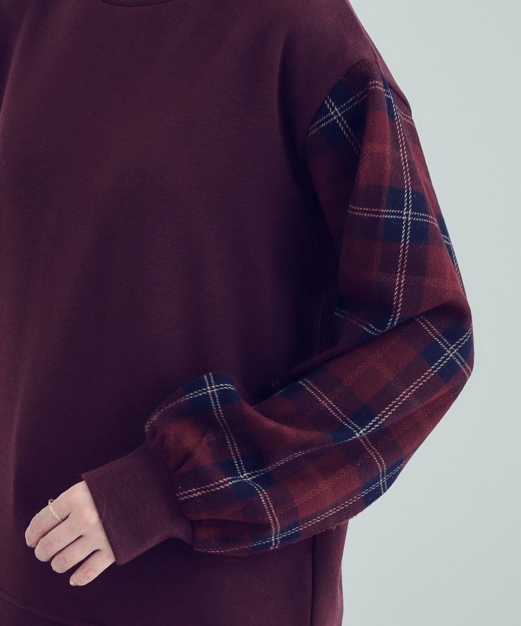 シューラルー(SHOO・LA・RUE)の【S-LL/洗える】裏起毛 お袖チェック切替トップス【SHOO WARM】17