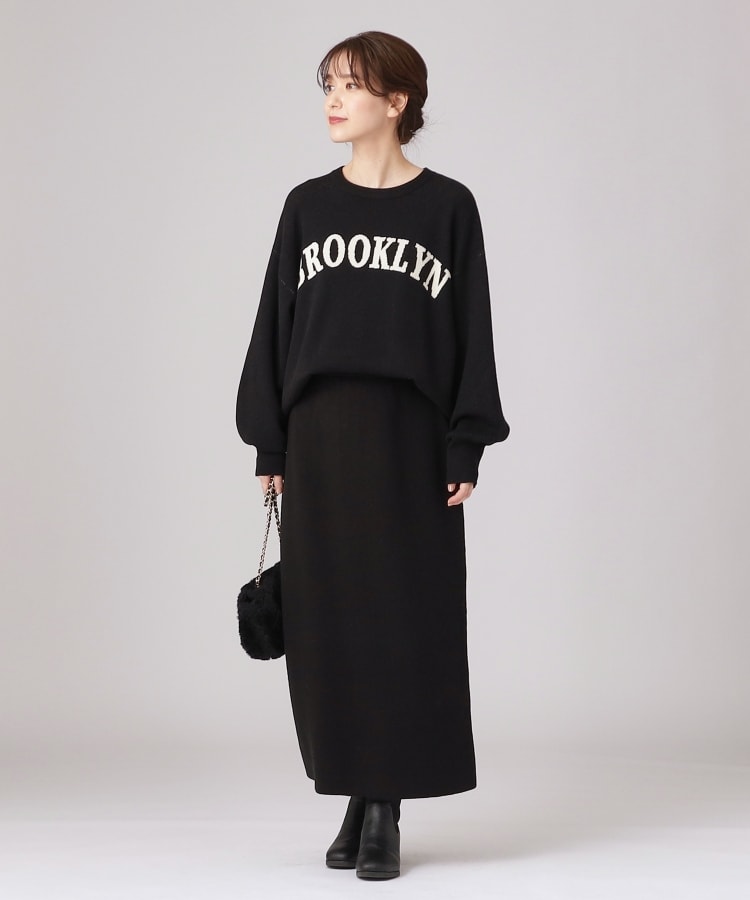 大人っぽく着られる もちもち スウェットライク ロゴニット 大人っぽく着られる もちもち スウェットライク ロゴニット