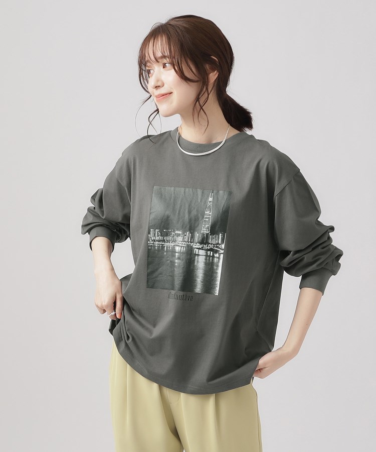 シューラルー(SHOO・LA・RUE)のプリントロングスリーブTシャツ グレー(112)