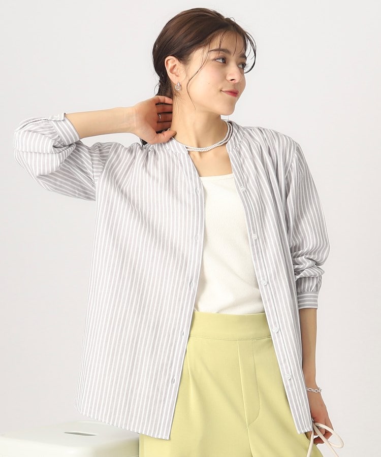 洗える】軽やかで柔らかい ダブルガーゼ前あきブラウス(シャツ 洗える】軽やかで柔らかい ダブルガーゼ前あきブラウス(シャツ