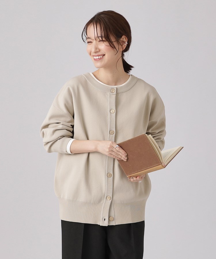 シューラルー(SHOO・LA・RUE)の【高レビュー/前後2WAY/気温対策に】軽くて柔らかい スポンディッシュ カーディガン グレージュ(050)