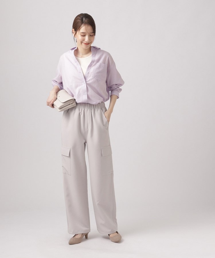 洗える】裾が絞れる とろみストレッチ カーゴパンツ（フル
