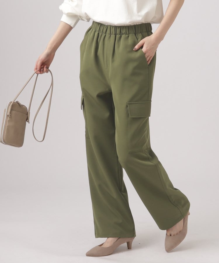 洗える】裾が絞れる とろみストレッチ カーゴパンツ(フル 洗える】裾が絞れる とろみストレッチ カーゴパンツ(フル