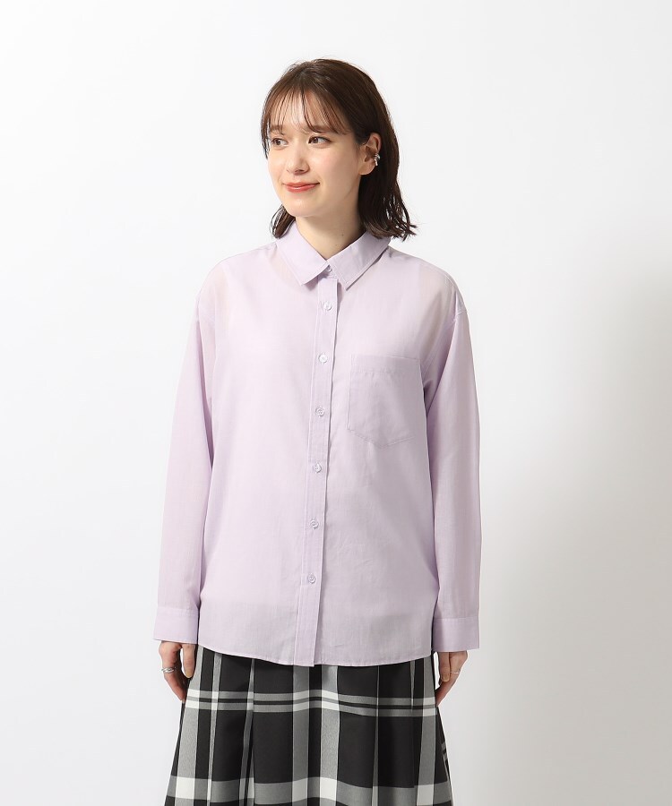 シューラルー(SHOO・LA・RUE)の【UVカット/抗菌防臭/吸水速乾】ゆる さら ふわり フレンチリネンブレンド 前あきシャツ45