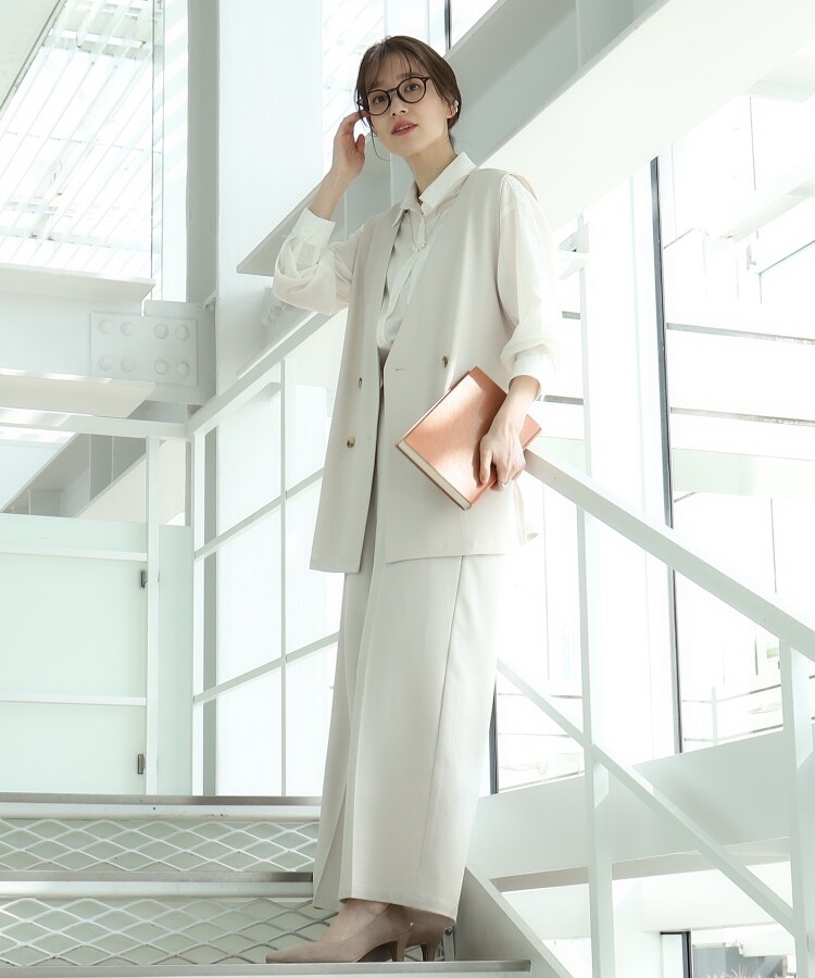 シューラルー(SHOO・LA・RUE)の【UVカット/抗菌防臭/吸水速乾】ゆる さら ふわり フレンチリネンブレンド 前あきシャツ54