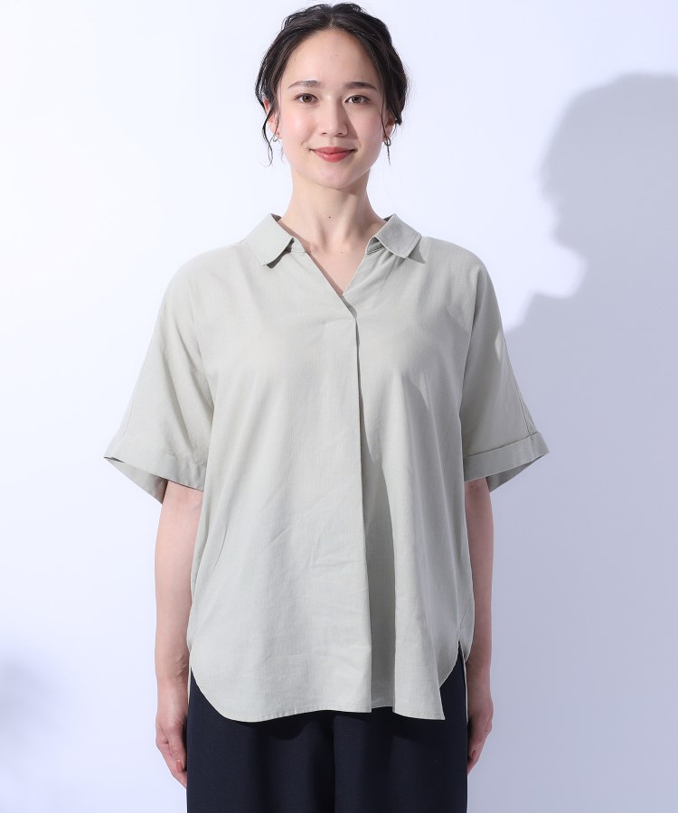 シューラルー(SHOO・LA・RUE)の【UV/抗菌防臭】ゆる さら ふわり フレンチリネンブレンド ドルマンシャツ45