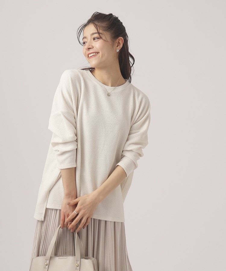 体型カバー/洗える】大人のラフコーデに ゆるスリット リブ 体型カバー/洗える】大人のラフコーデに ゆるスリット リブ