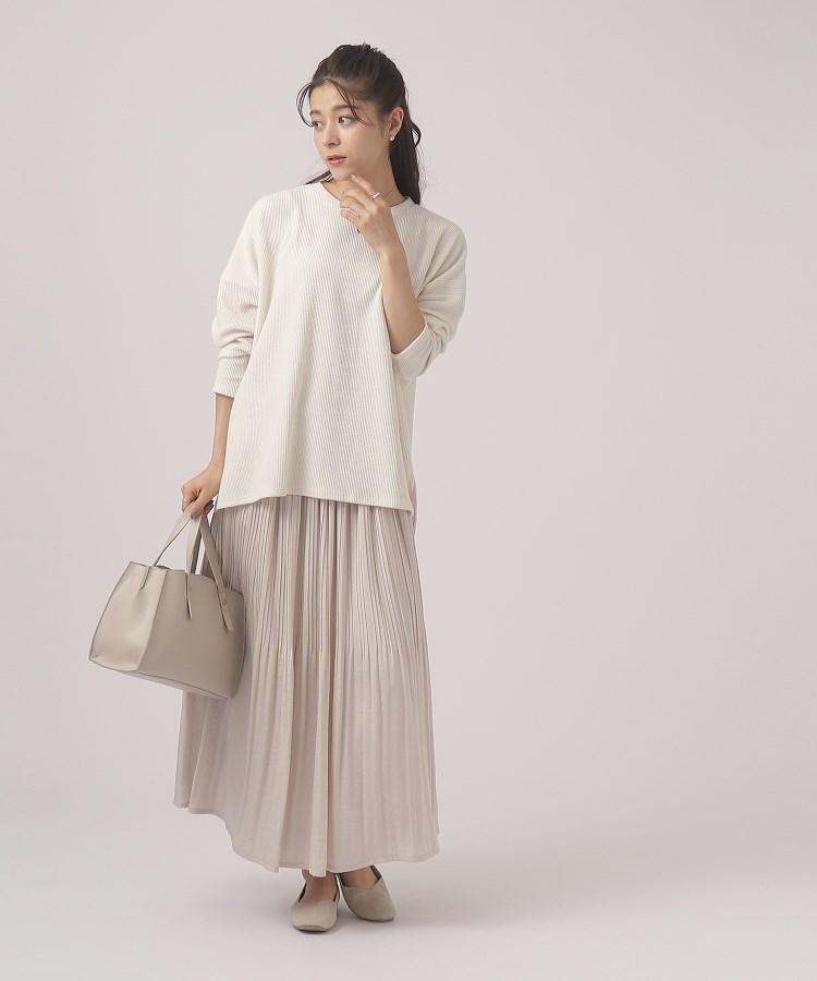 体型カバー/洗える】大人のラフコーデに ゆるスリット リブ 体型カバー/洗える】大人のラフコーデに ゆるスリット リブ