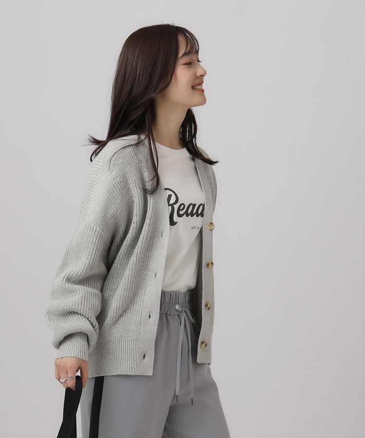 お袖ふんわり Vネックざっくり畦カーディガン(カーディガン お袖ふんわり Vネックざっくり畦カーディガン(カーディガン