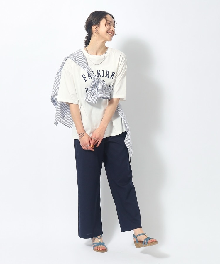 シューラルー(SHOO・LA・RUE)の【洗える】大人の上品カジュアル リネン混イージーワイドパンツ1