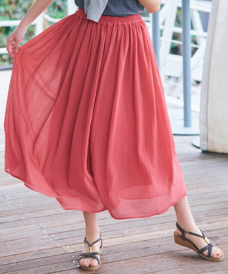 シューラルー(SHOO・LA・RUE)の【歩くたび揺れる】上品な透け感カラーボイルスカート30