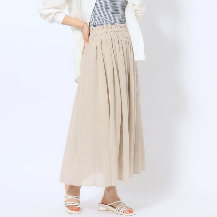 シューラルー(SHOO・LA・RUE)の【歩くたび揺れる】上品な透け感カラーボイルスカート マキシ・ロングスカート