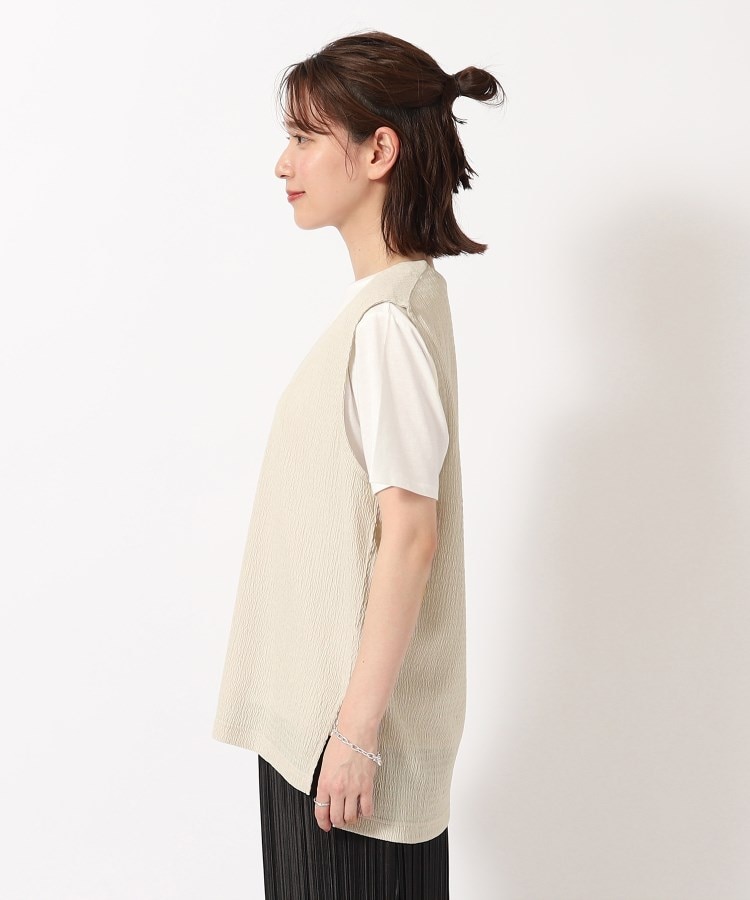 洗える/2点セット】さらさらVネックベスト+Tシャツ(トップス+ 洗える/2点セット】さらさらVネックベスト+Tシャツ(トップス+