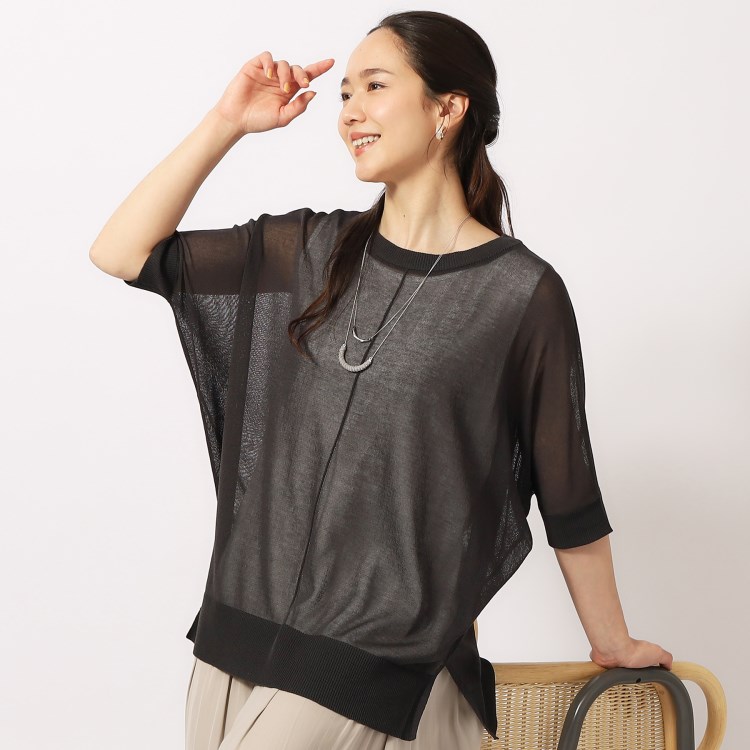シューラルー(SHOO・LA・RUE)の【洗える/2点セット】大人の透け感 シアードルマンニット＋インナータンクトップ トップス＋インナーセット