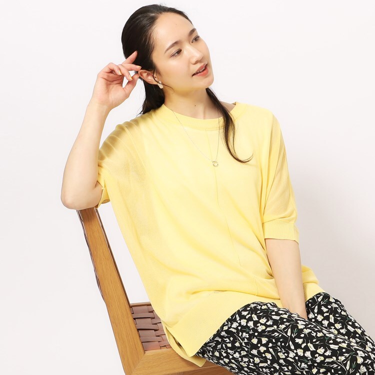 シューラルー(SHOO・LA・RUE)の【洗える/2点セット】大人の透け感 シアードルマンニット＋インナータンクトップ トップス＋インナーセット