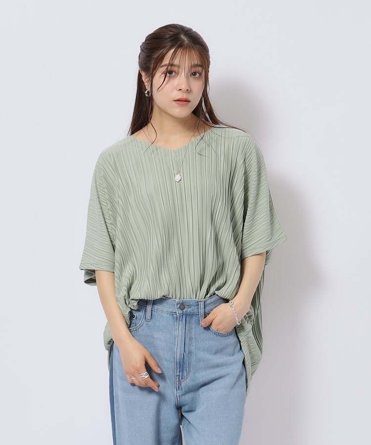 【体型カバー】ゆるっと楽ちん プリーツドルマントップス 【体型カバー】ゆるっと楽ちん プリーツドルマントップス