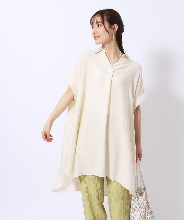 シューラルー(SHOO・LA・RUE)の【洗える/体型カバー】スキッパーシャツチュニック5