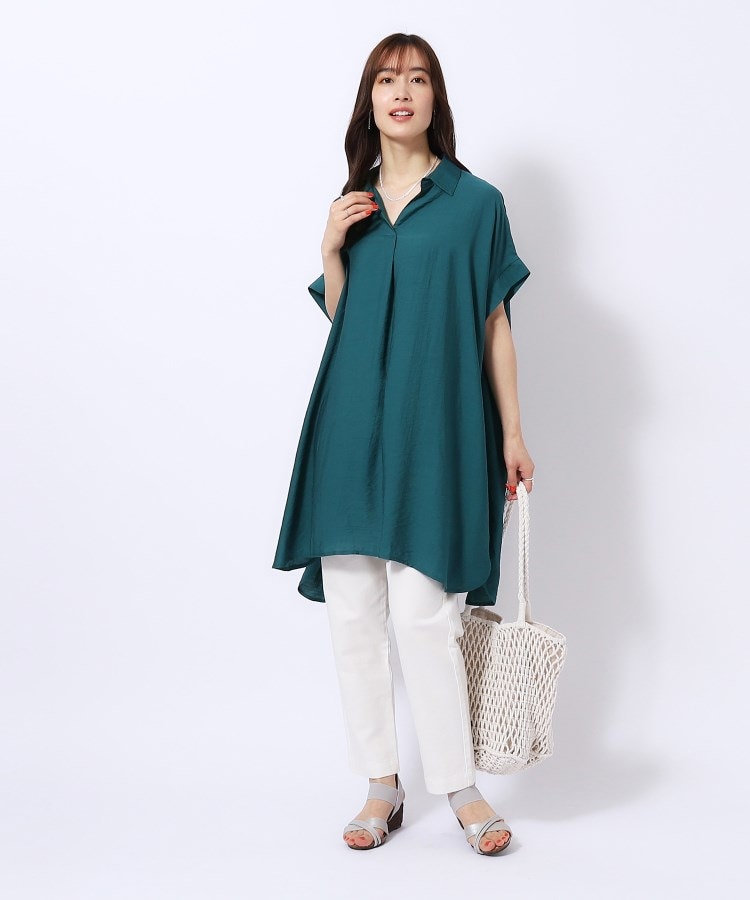 シューラルー(SHOO・LA・RUE)の【洗える/体型カバー】スキッパーシャツチュニック12