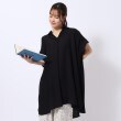 シューラルー(SHOO・LA・RUE)の【洗える/体型カバー】スキッパーシャツチュニック ブラック(019)
