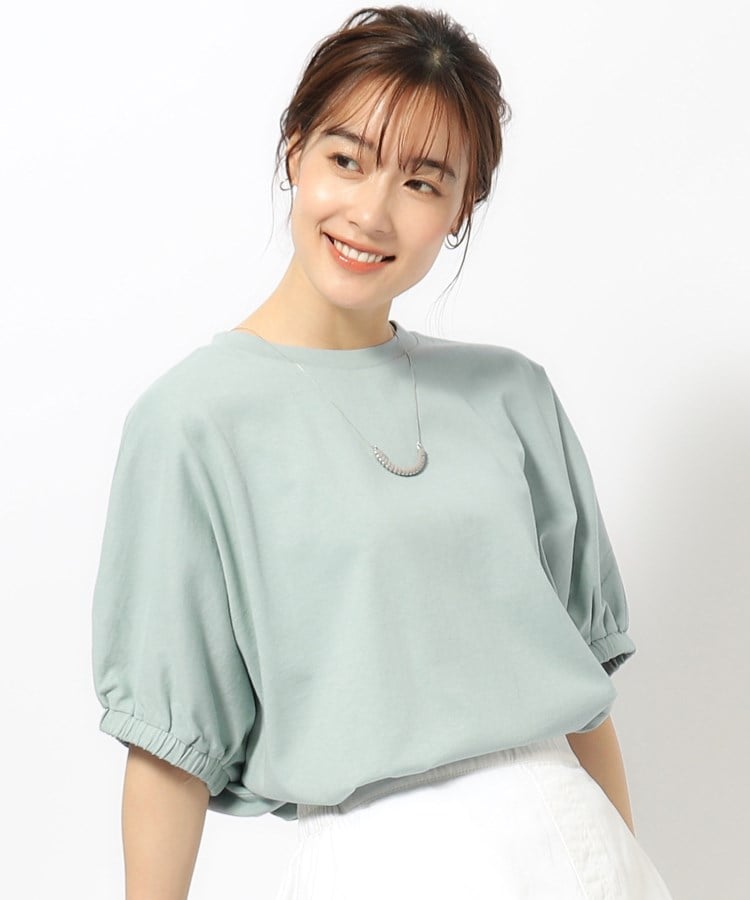 シューラルー(SHOO・LA・RUE)の【洗える】袖口ギャザー ゆるドルマントップス ミントグリーン(021)