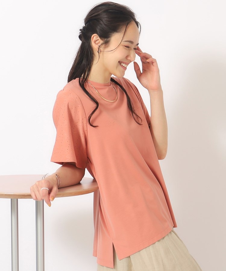 シューラルー(SHOO・LA・RUE)の【洗える】お袖レースTシャツ ピンク(072)