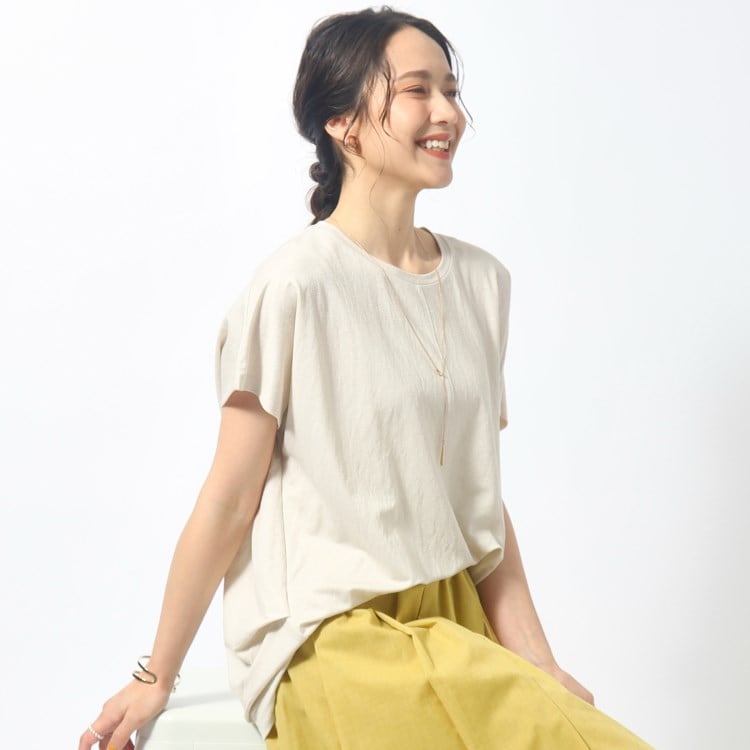 シューラルー(SHOO・LA・RUE)の【洗える】インでもアウトでも 裾タックデザイントップス カットソー