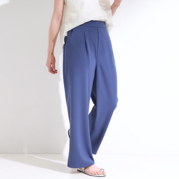 シューラルー(SHOO・LA・RUE)の【S-LL/ストレッチ】脚のラインを拾いにくい スマートワイドパンツ フルレングスパンツ