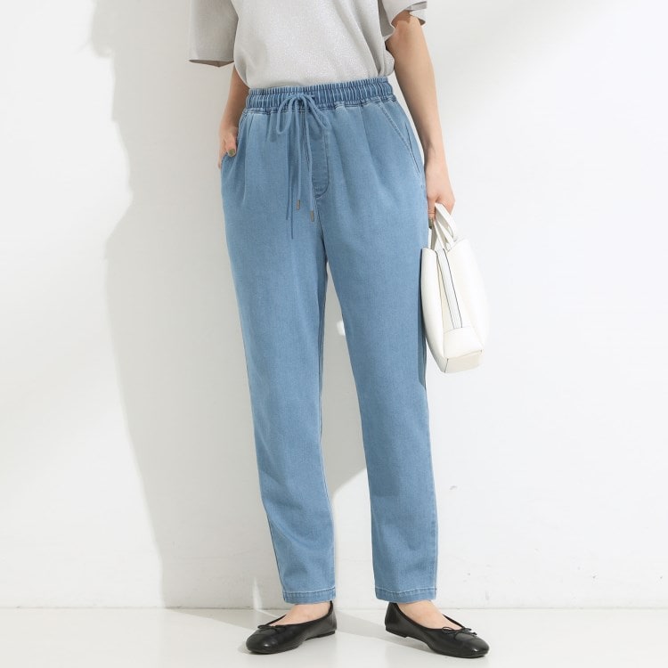 シューラルー(SHOO・LA・RUE)の【SS-LL/美脚シルエット】デニムイージーテーパードパンツ デニムパンツ