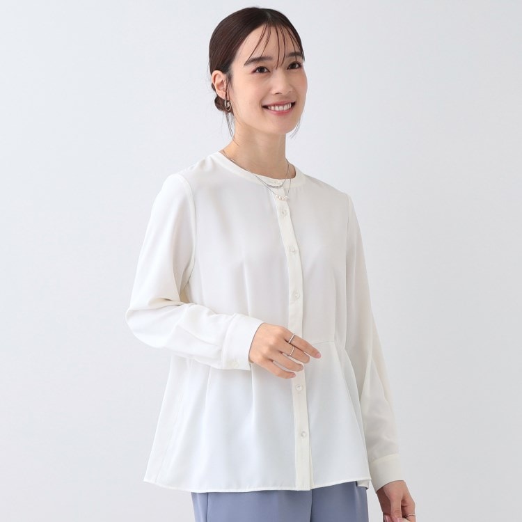シューラルー(SHOO・LA・RUE)の【S-3L】さらり軽やか インせず決まる ペプラムブラウス シャツ・ブラウス