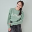 シューラルー(SHOO・LA・RUE)の【洗える/ちくちくしにくい/静電気軽減】スウェットライク ロゴニット ミントブルー(021)
