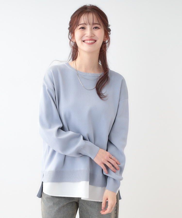 シューラルー(SHOO・LA・RUE)の【洗える】一枚で簡単こなれ見え スポンディッシュ 裾レイヤード風ニット1