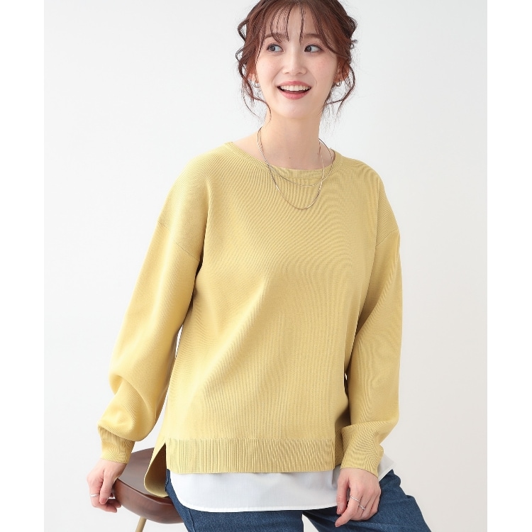 シューラルー(SHOO・LA・RUE)の【洗える】一枚で簡単こなれ見え スポンディッシュ 裾レイヤード風ニット ニット/セーター