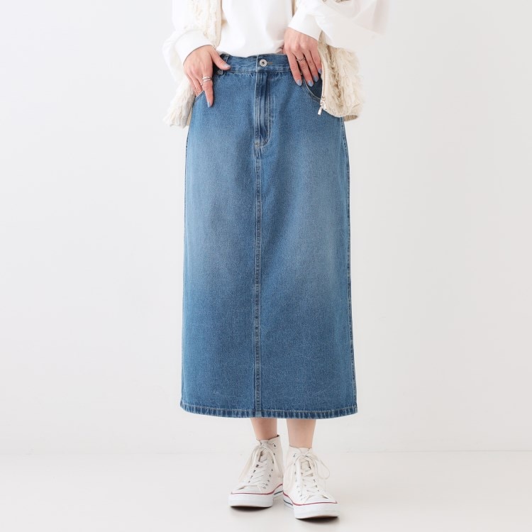 シューラルー(SHOO・LA・RUE)の【S-LL/洗える】年中穿ける デニム ナロースカート ミモレスカート