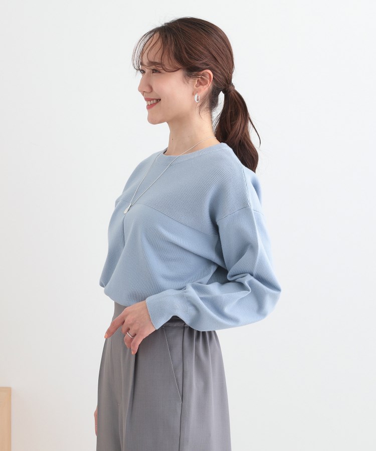 シューラルー(SHOO・LA・RUE)の【S-LL/洗える】顔回りすっきりガーター編み切り替えニット2