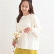 シューラルー(SHOO・LA・RUE)の【S-LL/洗える】顔回りすっきりガーター編み切り替えニット オフホワイト(003)