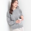 シューラルー(SHOO・LA・RUE)の【S-LL/洗える】顔回りすっきりガーター編み切り替えニット グレー(012)