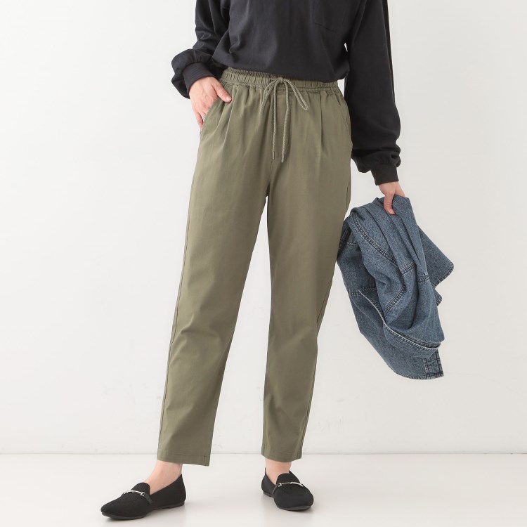 シューラルー(SHOO・LA・RUE)の【洗える/SS-3L/美脚シルエット】綿ストレッチイージーテーパードパンツ フルレングスパンツ